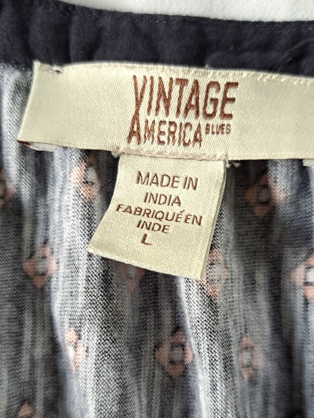 ​Vintage America Blues Boho Floral Embroidered Peasant Long Sleeve Shirt Size L - Picture 10 of 12